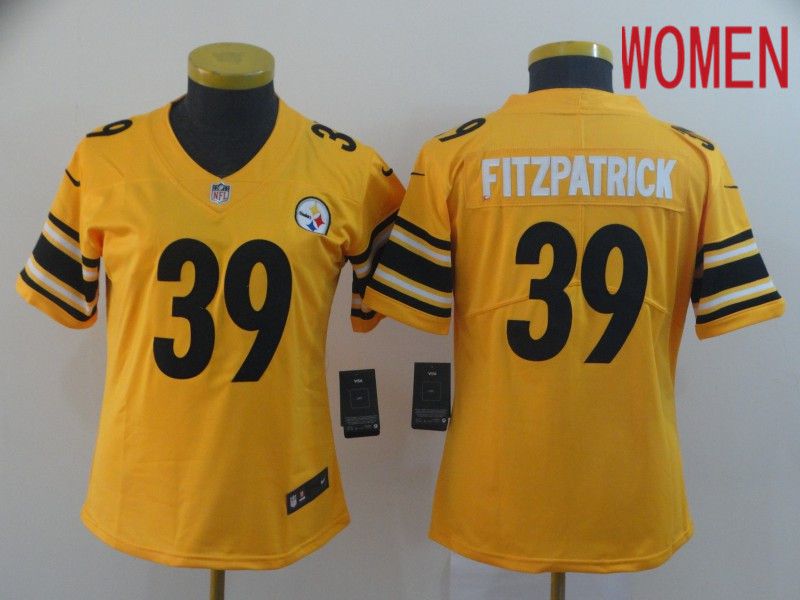 Women Pittsburgh Steelers 39 Fitzpatrick Yellow Nike Vapor Untouchable Limited NFL Jersey